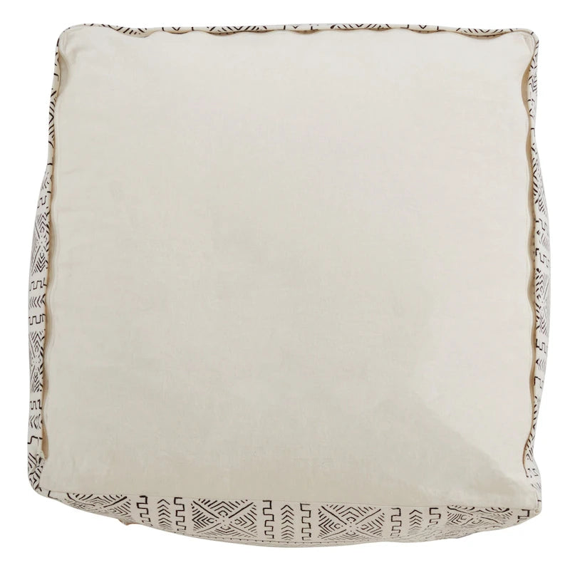 Pouf de sol avec motif abstrait en tissu bogolan