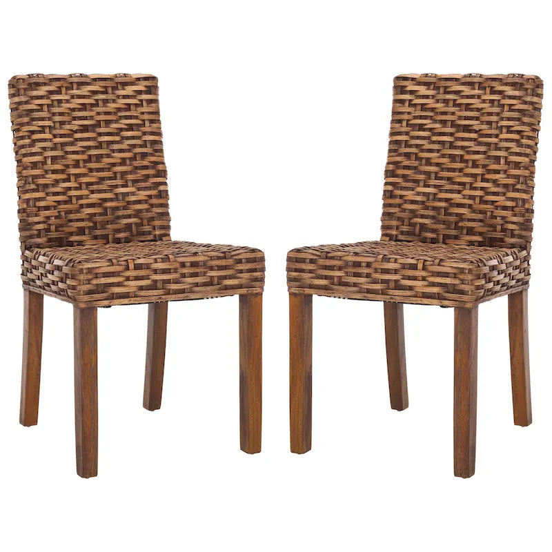 Chaise de salle à manger en osier naturel, lot de 2, 48 cm L x 58 cm P x 89 cm H