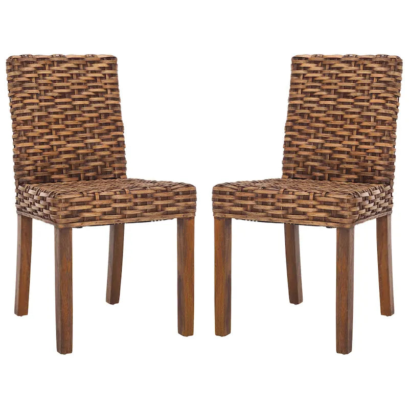 Chaise de salle à manger en osier naturel, lot de 2, 48 cm L x 58 cm P x 89 cm H