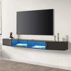 Meuble TV mural flottant en noyer, 178 cm
