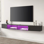 Meuble TV mural flottant en noyer, 178 cm