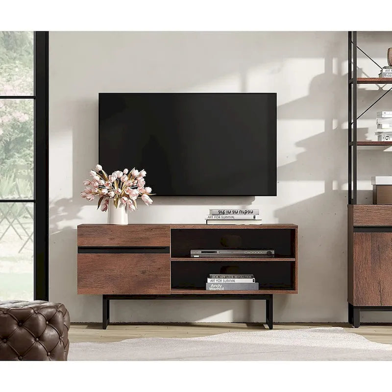 Meuble TV moderne pour téléviseurs jusqu'à 55 pouces avec placards de rangement