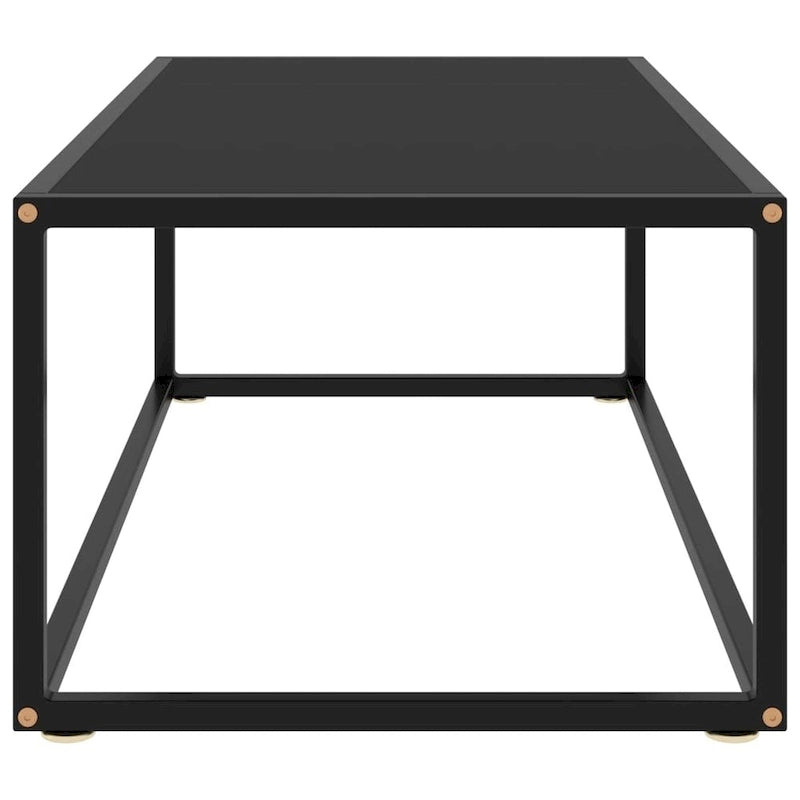 Table basse noire avec plateau en verre trempé, 100 x 50 x 35 cm