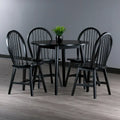 Ensemble de salle à manger 5 pièces avec table à rallonges et chaises Windsor, noir