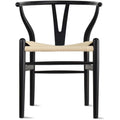 Chaise de salle à manger dossier Y avec assise en corde de papier tressée et structure en bois massif