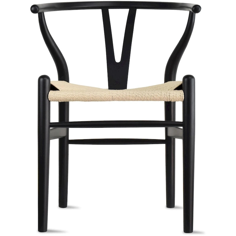 Chaise de salle à manger dossier Y avec assise en corde de papier tressée et structure en bois massif
