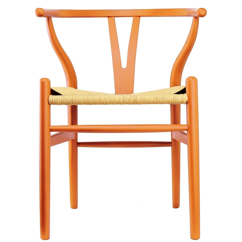 Chaise de salle à manger dossier Y avec assise en corde de papier tressée et structure en bois massif