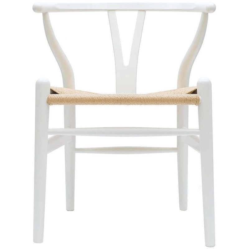 Chaise de salle à manger dossier Y avec assise en corde de papier tressée et structure en bois massif