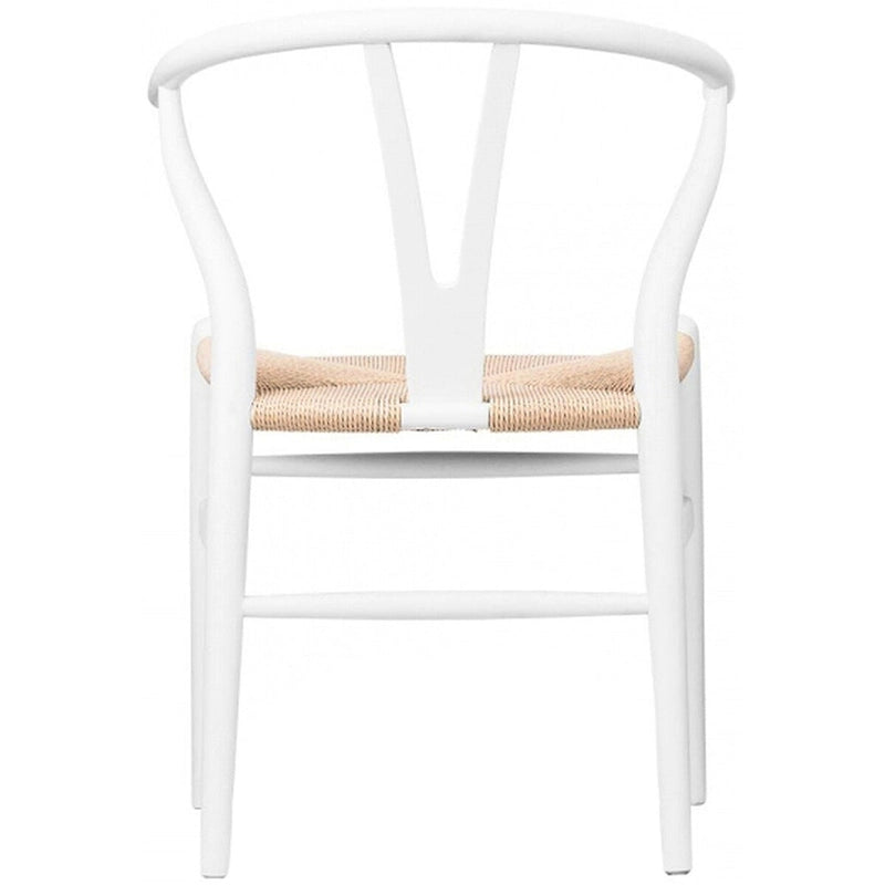 Chaise de salle à manger dossier Y avec assise en corde de papier tressée et structure en bois massif
