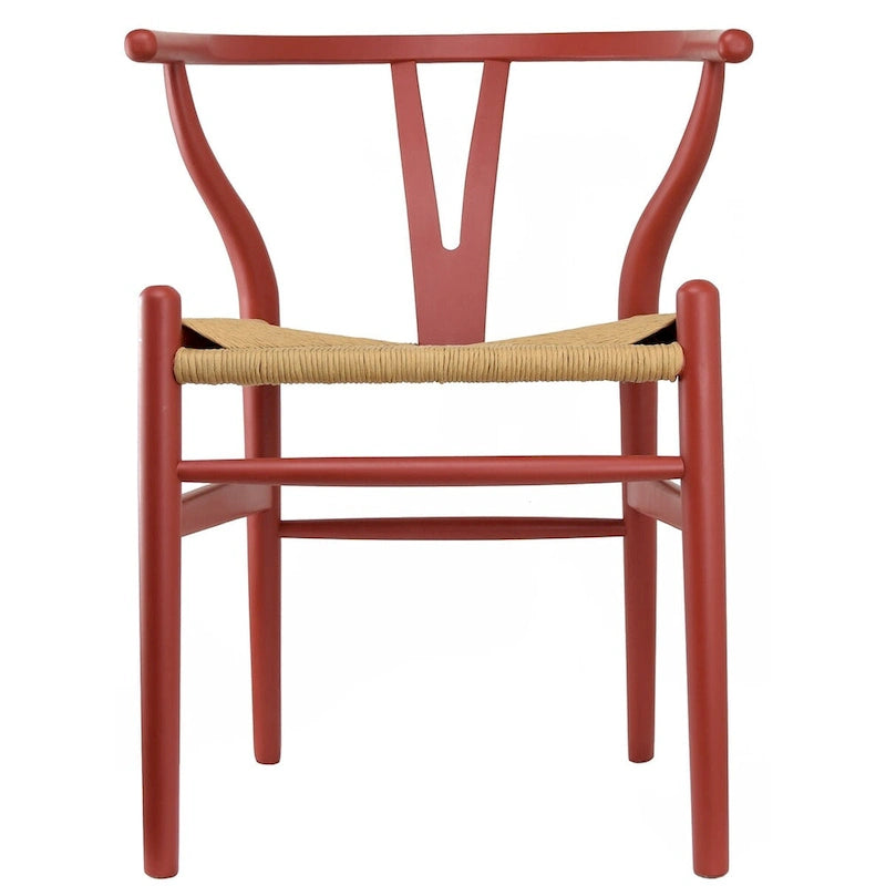 Chaise de salle à manger dossier Y avec assise en corde de papier tressée et structure en bois massif