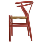Chaise de salle à manger dossier Y avec assise en corde de papier tressée et structure en bois massif