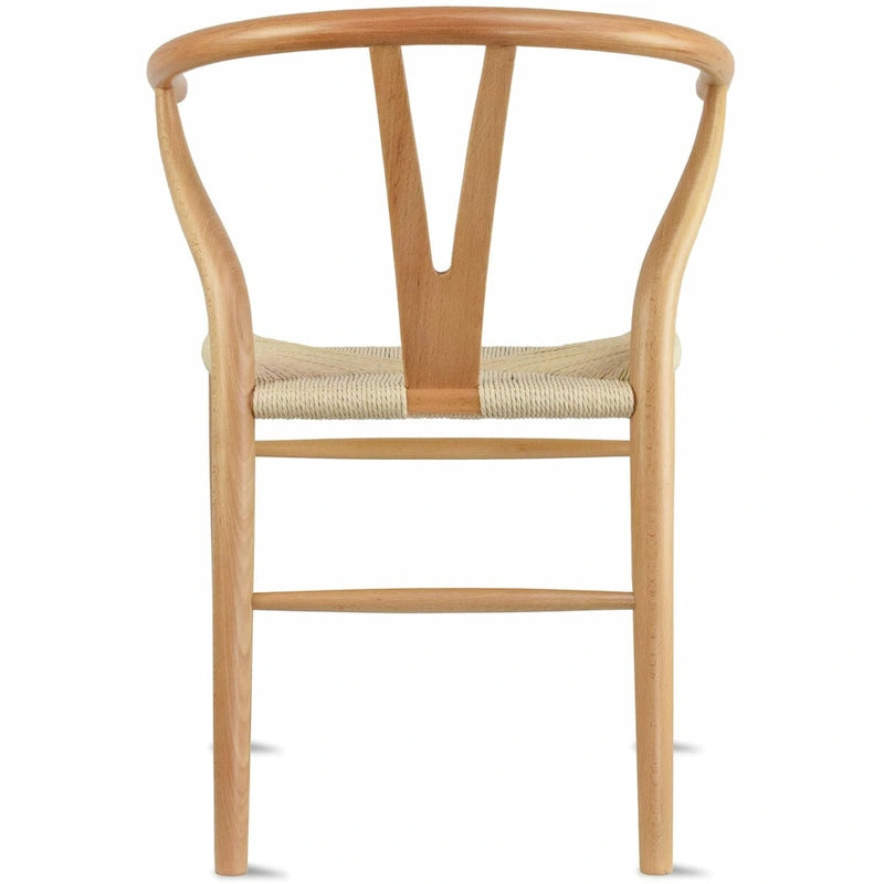 Chaise de salle à manger dossier Y avec assise en corde de papier tressée et structure en bois massif