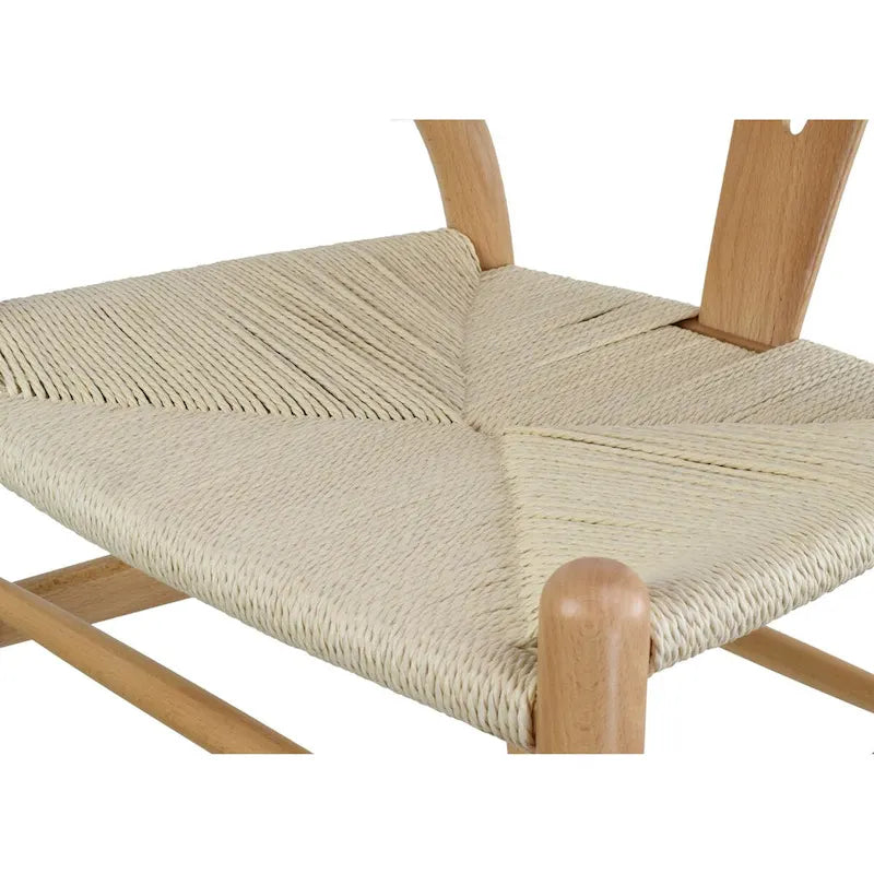 Chaise de salle à manger dossier Y avec assise en corde de papier tressée et structure en bois massif