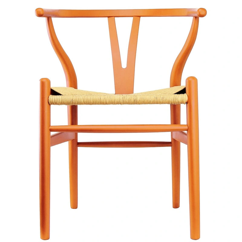Chaise de salle à manger dossier Y avec assise en corde de papier tressée et structure en bois massif