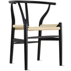 Chaise de salle à manger dossier Y avec assise en corde de papier tressée et structure en bois massif