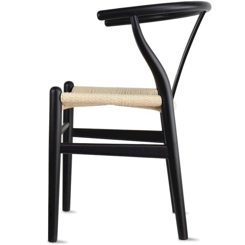Chaise de salle à manger dossier Y avec assise en corde de papier tressée et structure en bois massif