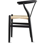 Chaise de salle à manger dossier Y avec assise en corde de papier tressée et structure en bois massif