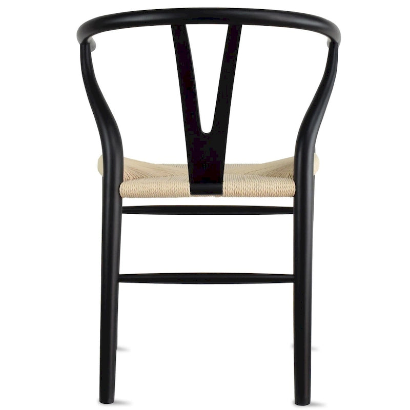 Chaise de salle à manger dossier Y avec assise en corde de papier tressée et structure en bois massif