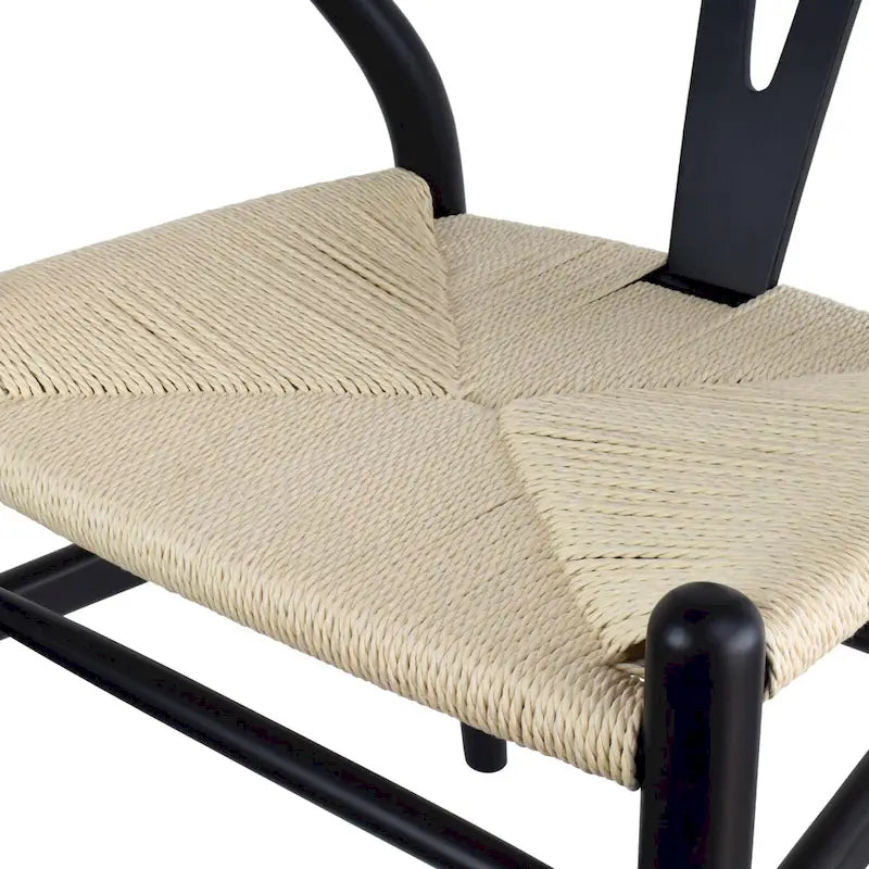 Chaise de salle à manger dossier Y avec assise en corde de papier tressée et structure en bois massif