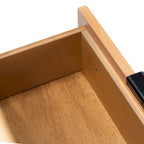 Commode à 3 tiroirs du milieu du siècle avec accents en rotin, 91,4 cm L x 45,7 cm P x 91,4 cm H