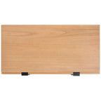 Commode à 3 tiroirs du milieu du siècle avec accents en rotin, 91,4 cm L x 45,7 cm P x 91,4 cm H