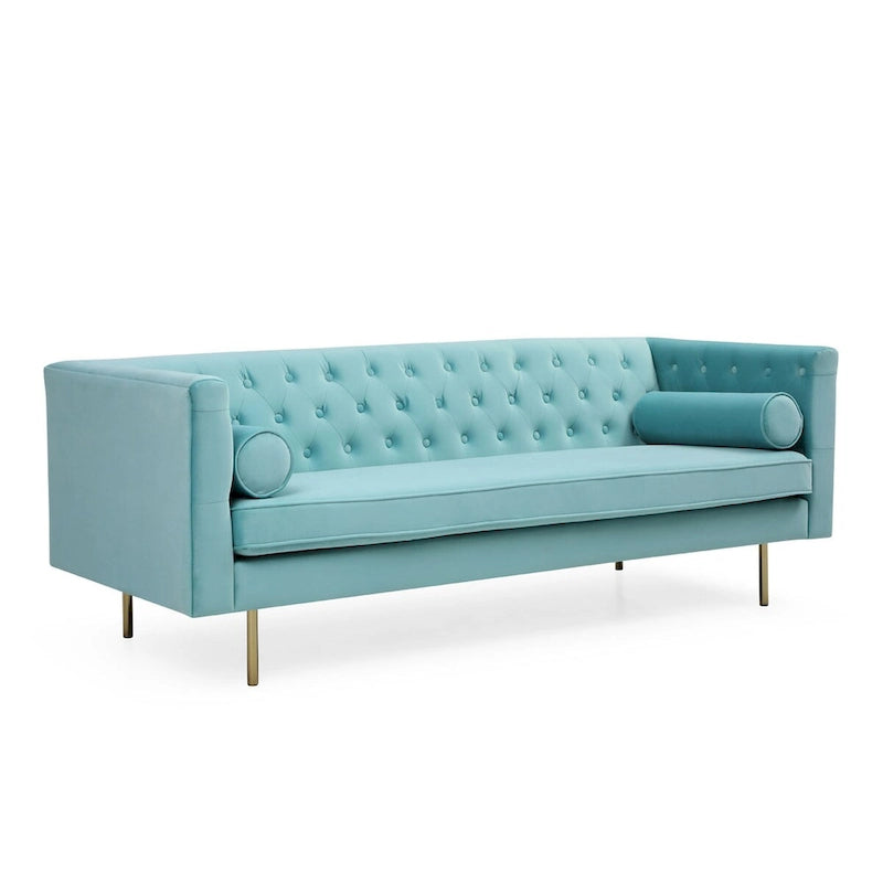 Canapé en velours avec capitonnage à boutons diamant et coussin d'assise en mousse à mémoire de forme