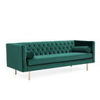 Canapé en velours avec capitonnage à boutons diamant et coussin d'assise en mousse à mémoire de forme