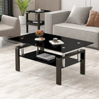 Table basse en verre trempé à 2 niveaux