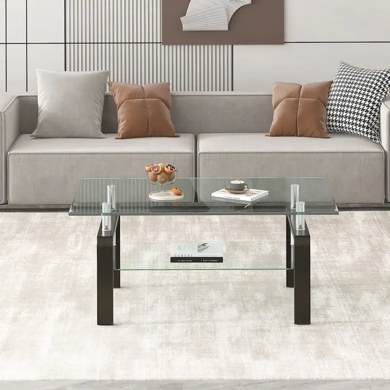 Table basse en verre trempé à 2 niveaux