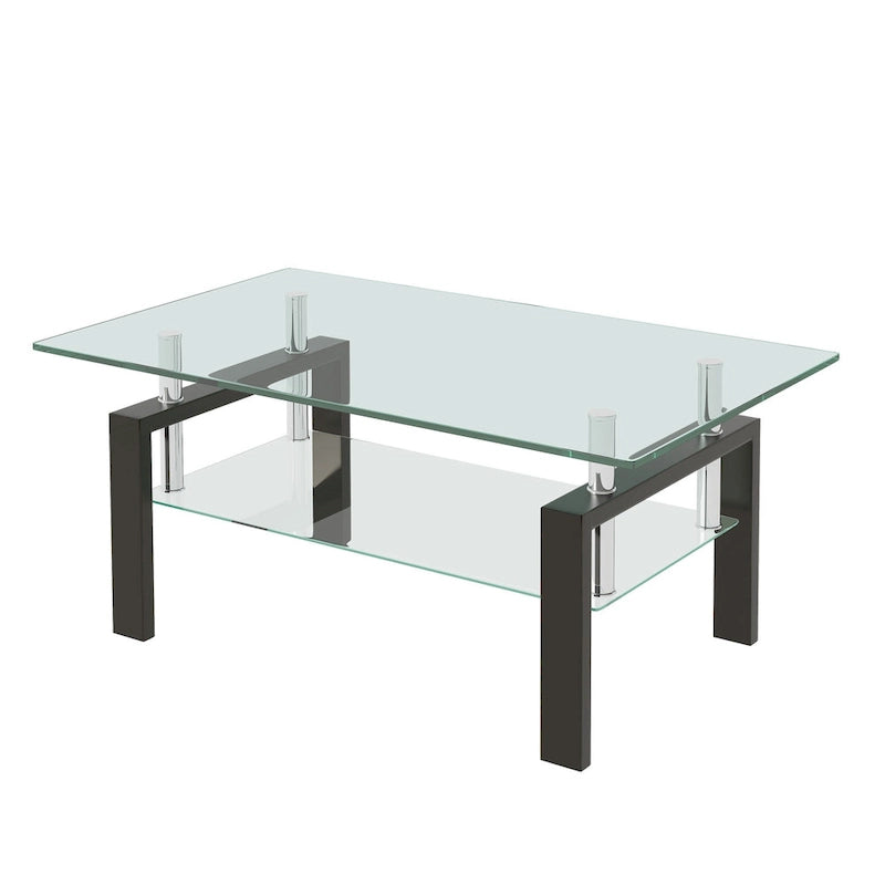 Table basse en verre trempé à 2 niveaux