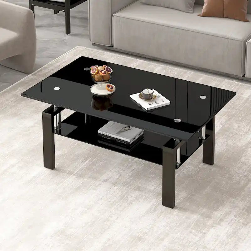 Table basse en verre trempé à 2 niveaux