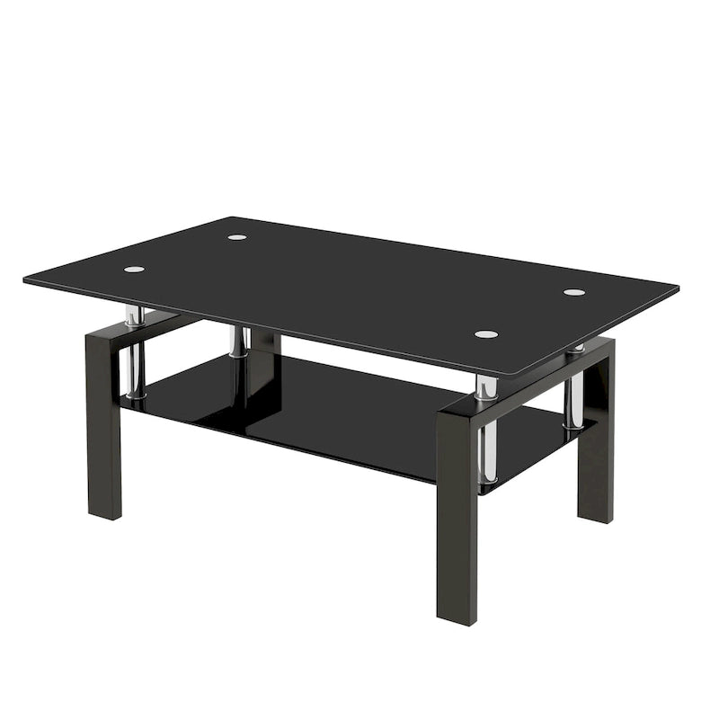 Table basse en verre trempé à 2 niveaux