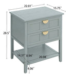 Table de chevet à 2 tiroirs de style américain, MDF avec finition grain de bois