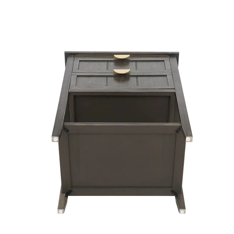 Table de chevet à 2 tiroirs de style américain, MDF avec finition grain de bois