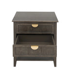 Table de chevet à 2 tiroirs de style américain, MDF avec finition grain de bois
