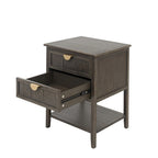 Table de chevet à 2 tiroirs de style américain, MDF avec finition grain de bois