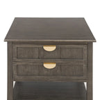 Table de chevet à 2 tiroirs de style américain, MDF avec finition grain de bois