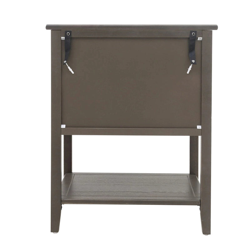 Table de chevet à 2 tiroirs de style américain, MDF avec finition grain de bois