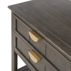 Table de chevet à 2 tiroirs de style américain, MDF avec finition grain de bois
