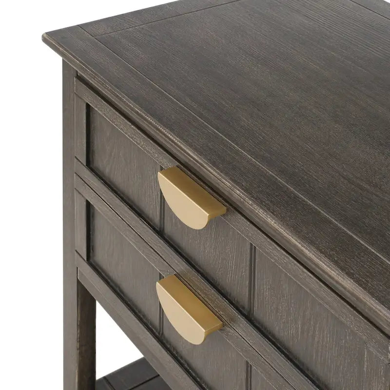 Table de chevet à 2 tiroirs de style américain, MDF avec finition grain de bois