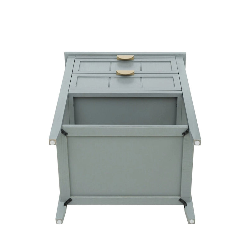Table de chevet à 2 tiroirs de style américain, MDF avec finition grain de bois