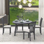 Ensemble table à manger 5 pièces en bois pour 4 personnes, table ronde extensible avec 4 chaises