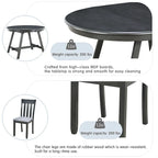 Ensemble table à manger 5 pièces en bois pour 4 personnes, table ronde extensible avec 4 chaises