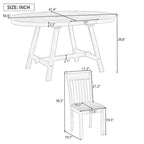 Ensemble table à manger 5 pièces en bois pour 4 personnes, table ronde extensible avec 4 chaises