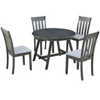 Ensemble table à manger 5 pièces en bois pour 4 personnes, table ronde extensible avec 4 chaises