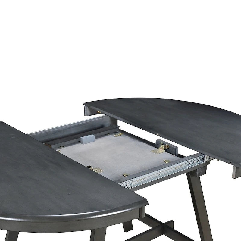 Ensemble table à manger 5 pièces en bois pour 4 personnes, table ronde extensible avec 4 chaises