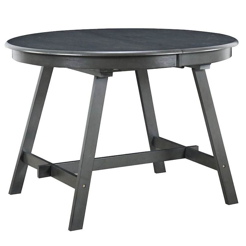 Ensemble table à manger 5 pièces en bois pour 4 personnes, table ronde extensible avec 4 chaises