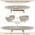 Ensemble table à manger 5 pièces en bois pour 4 personnes, table ronde extensible avec 4 chaises
