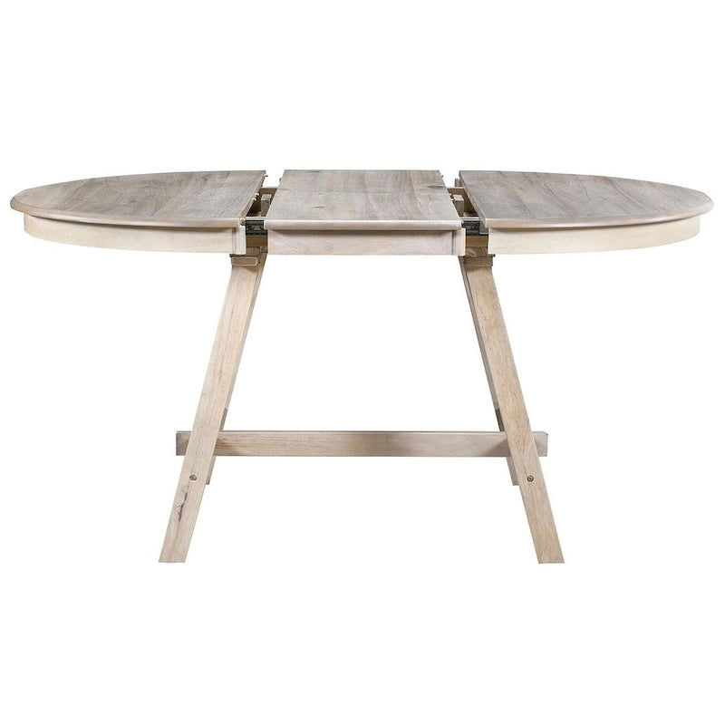 Ensemble table à manger 5 pièces en bois pour 4 personnes, table ronde extensible avec 4 chaises