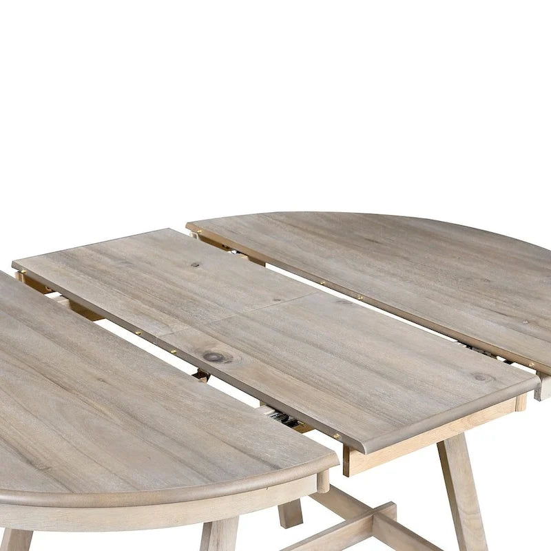 Ensemble table à manger 5 pièces en bois pour 4 personnes, table ronde extensible avec 4 chaises